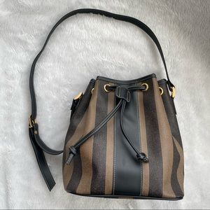 Pequin Stripe Coated Canvas Bucket Bag